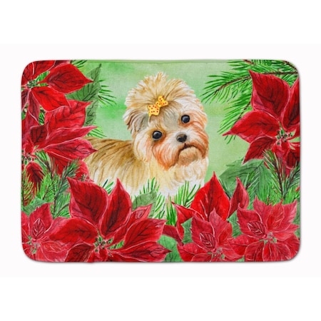 Carolines Treasures Morkie Poinsettas Machine Washable Memory Foam Mat CK1316RUG
